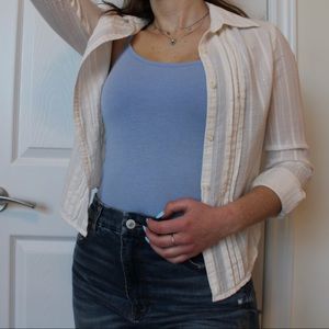 Vintage Button Up Canvas Shirt with Silver Details